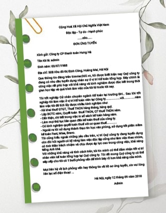 Mẫu đơn xin việc kế toán 10
