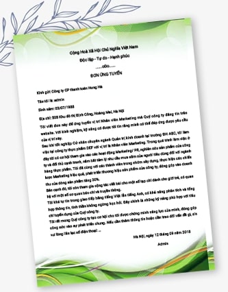 Mẫu đơn xin việc marketing 2