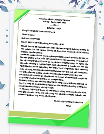 Mẫu đơn xin việc marketing 4