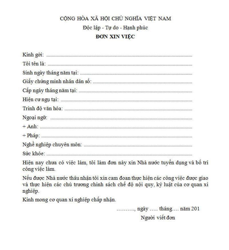 Cách viết đơn xin việc nhập liệu 