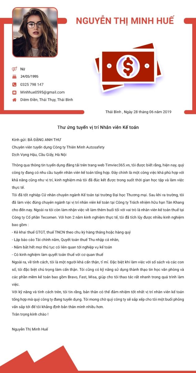 thư xin việc ngành kế toán là gì và những lời khuyên