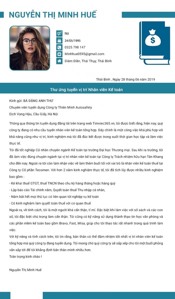 thư xin việc ngành kế toán là gì