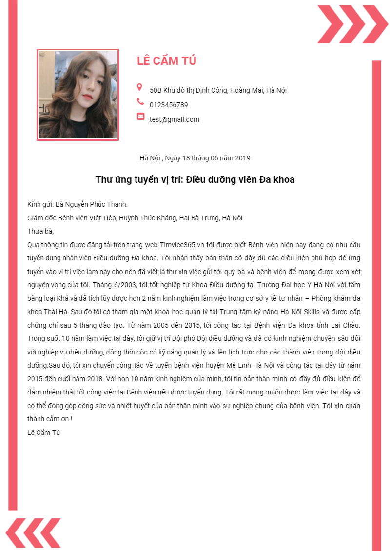 Thư xin việc ngành y tế - dược