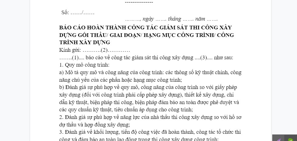 Hướng dẫn chi tiết cách viết và tải về mẫu báo cáo giám sát thi công công trình 