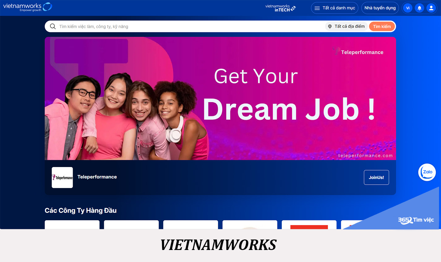 Trang web tuyển dụng Vietnamworks - top web tìm việc uy tín dành cho vị trí quản lý cấp cao