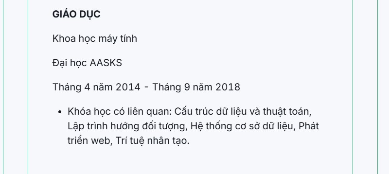 Học vấn trong mẫu CV