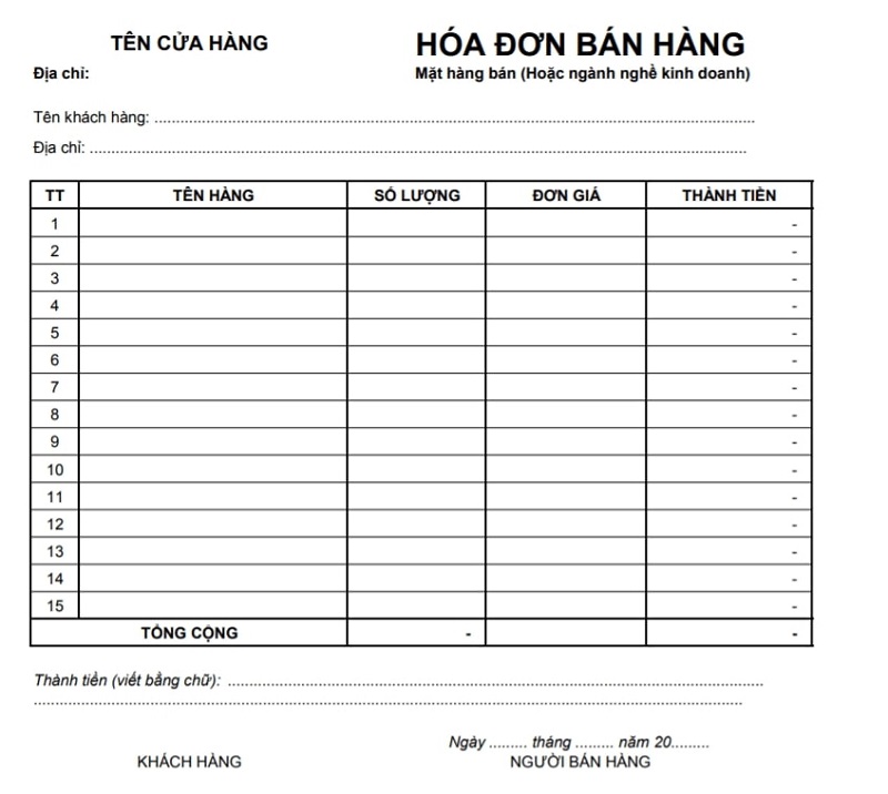 Hóa đơn bán lẻ là gì