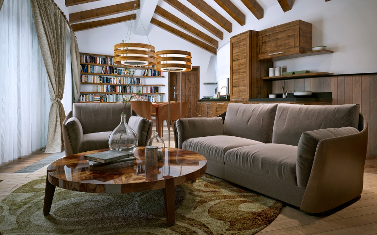 Bài trí nội thất tinh tế là một đặc trưng nổi bật của Rustic