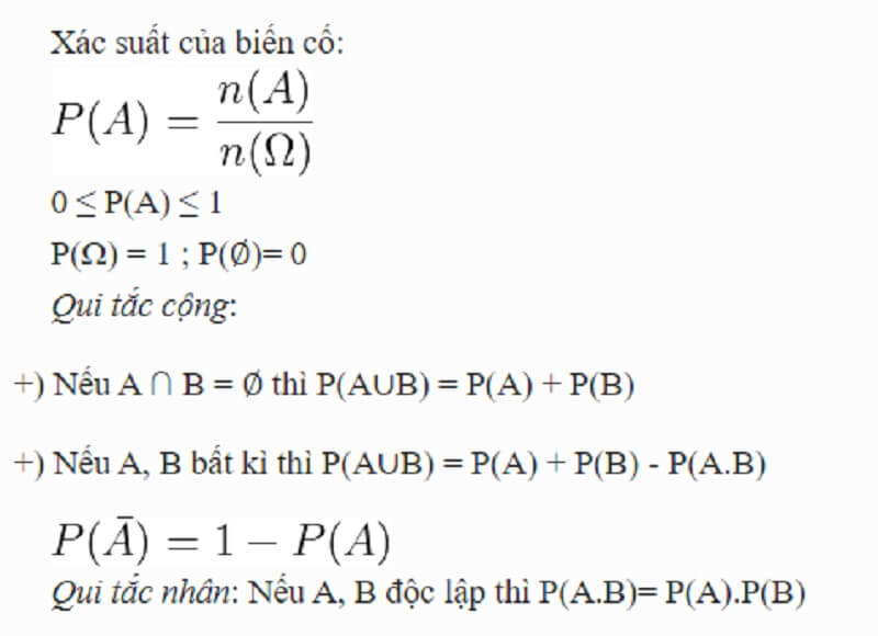 Công thức tính xác suất