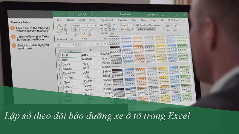 Lập sổ theo dõi bảo dưỡng xe ô tô trong Word hoặc Excel