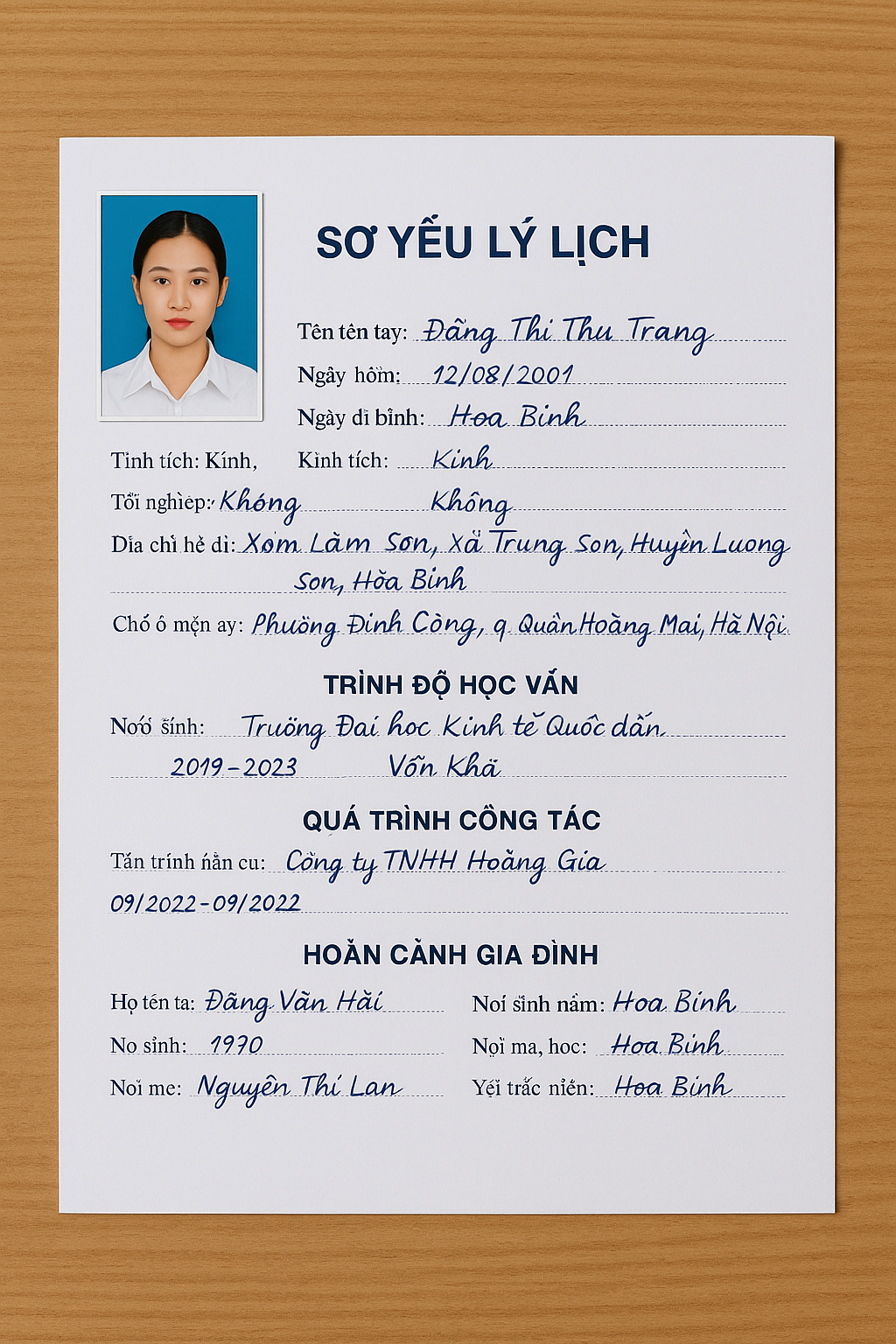 Thông tin quan trọng trong sơ yếu lý lịch