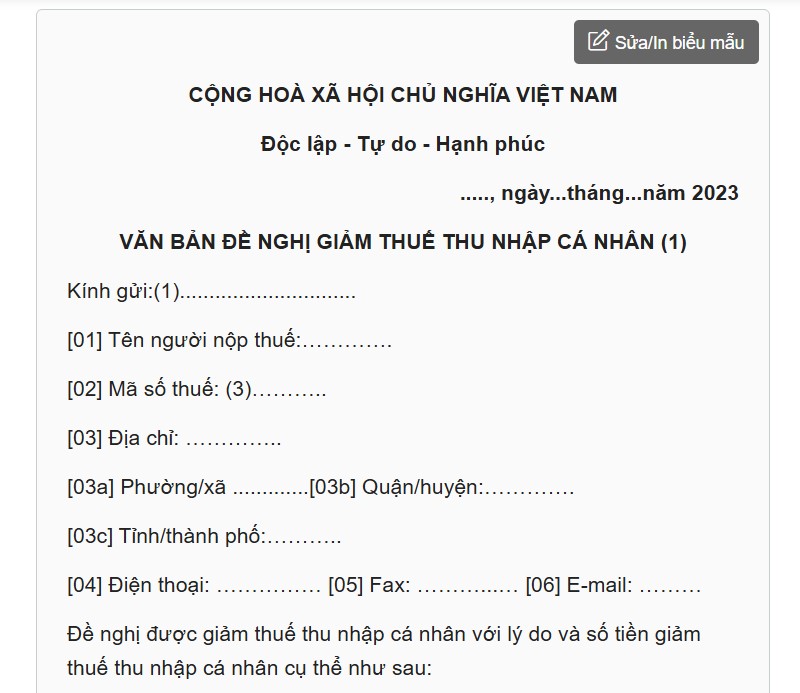 Viết đơn xin miễn đóng thuế thu nhập cá nhân cần trình bày nội dung đầy đủ