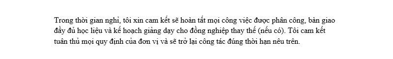 Ví dụ về lời cam kết trong đơn