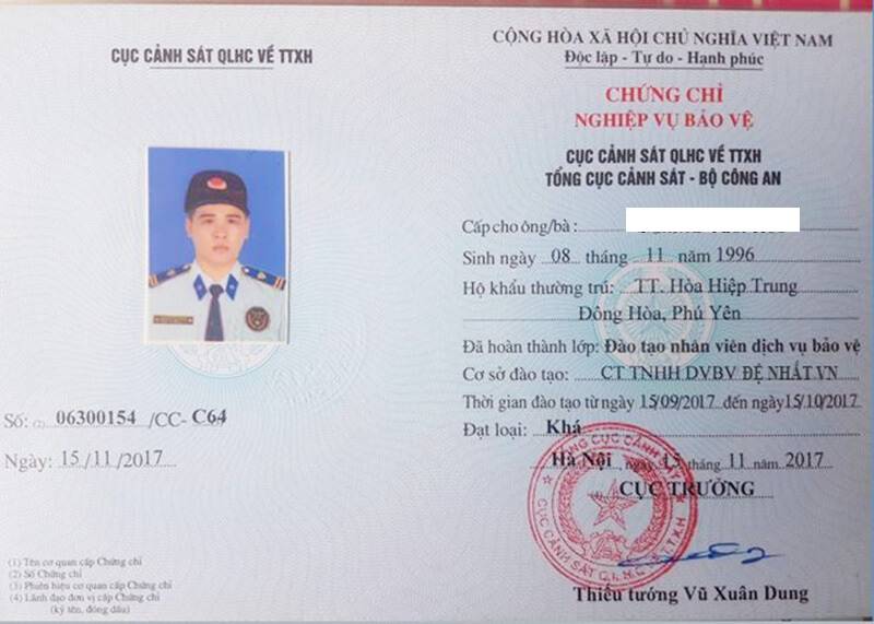 Trưởng phòng nghiệp vụ bảo vệ nên có chứng chỉ nghiệp vụ bảo vệ