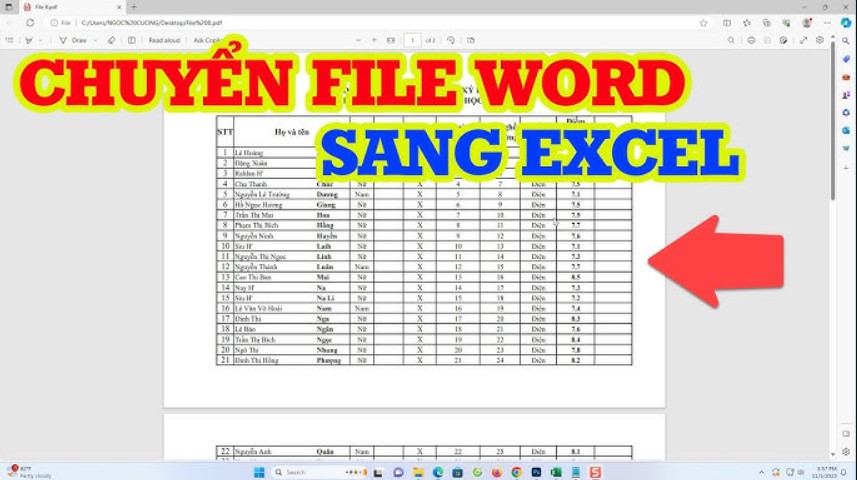 Hướng dẫn chuyển từ file word sang file excel nhanh