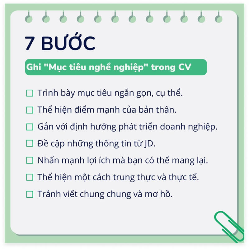 Thể hiện định hướng cá nhân thông qua phần mục tiêu nghề nghiệp của CV