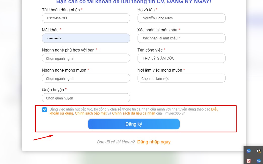 Tạo CV khi chưa có tài khoản