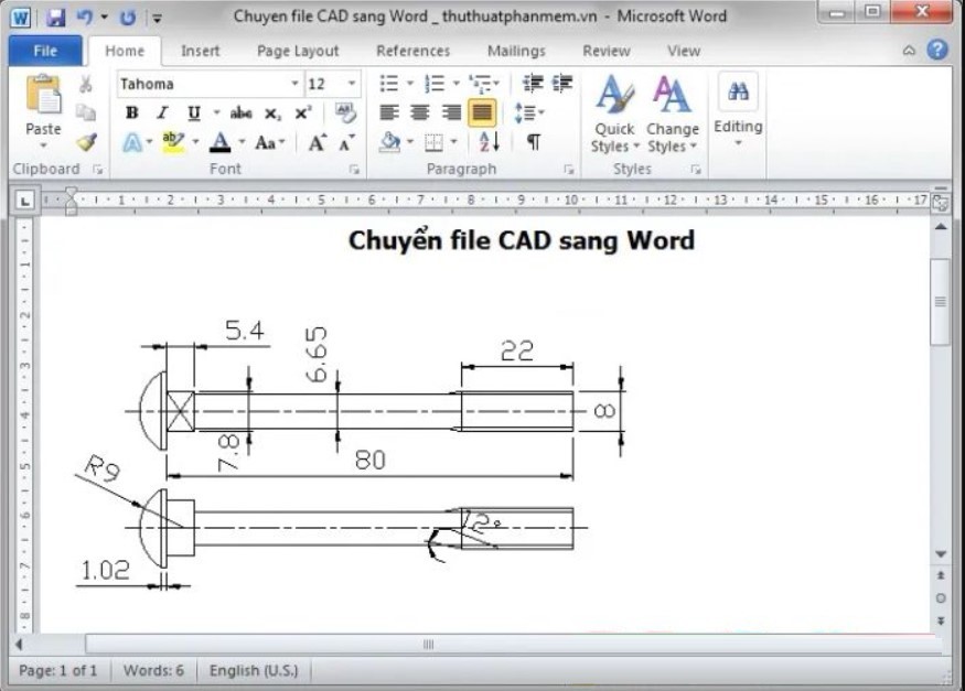Chuyển đối tượng, dữ liệu từ CAD sang file word hiệu quả