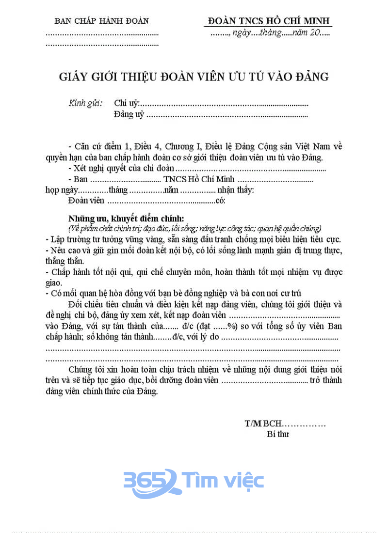 Vai trò của giấy giới thiệu người vào Đảng?