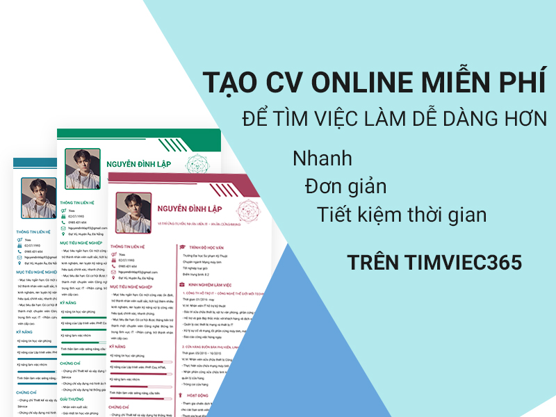 Tạo CV chuyên nghiệp cùng timviec365.vn