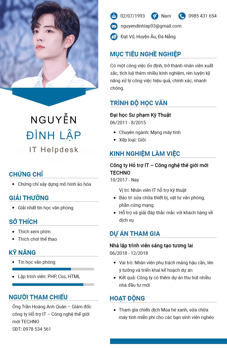 Tham khảo một số mẫu CV IT Helpdesk tại Timviec365