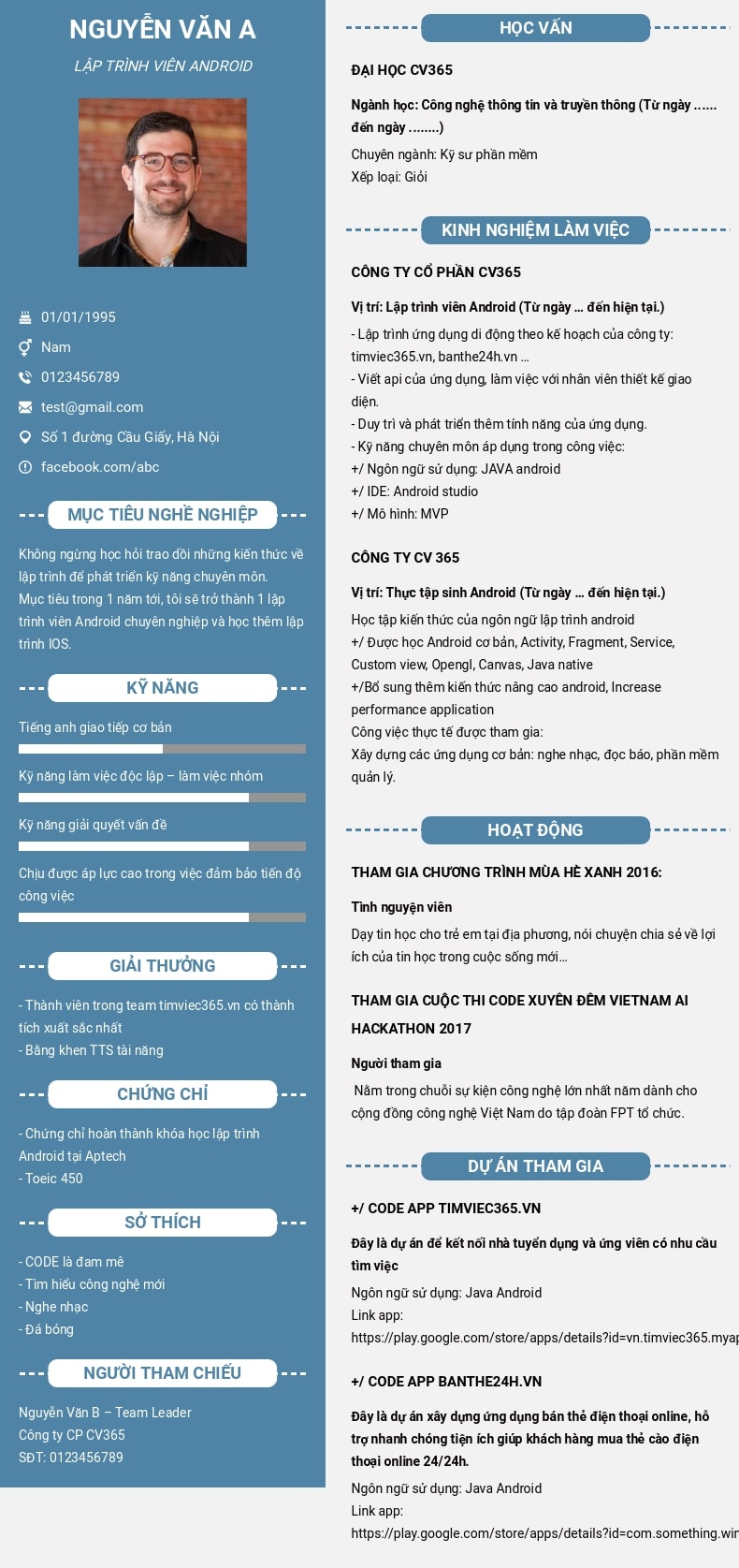 Tham khảo một số mẫu CV IT Helpdesk tại Timviec365