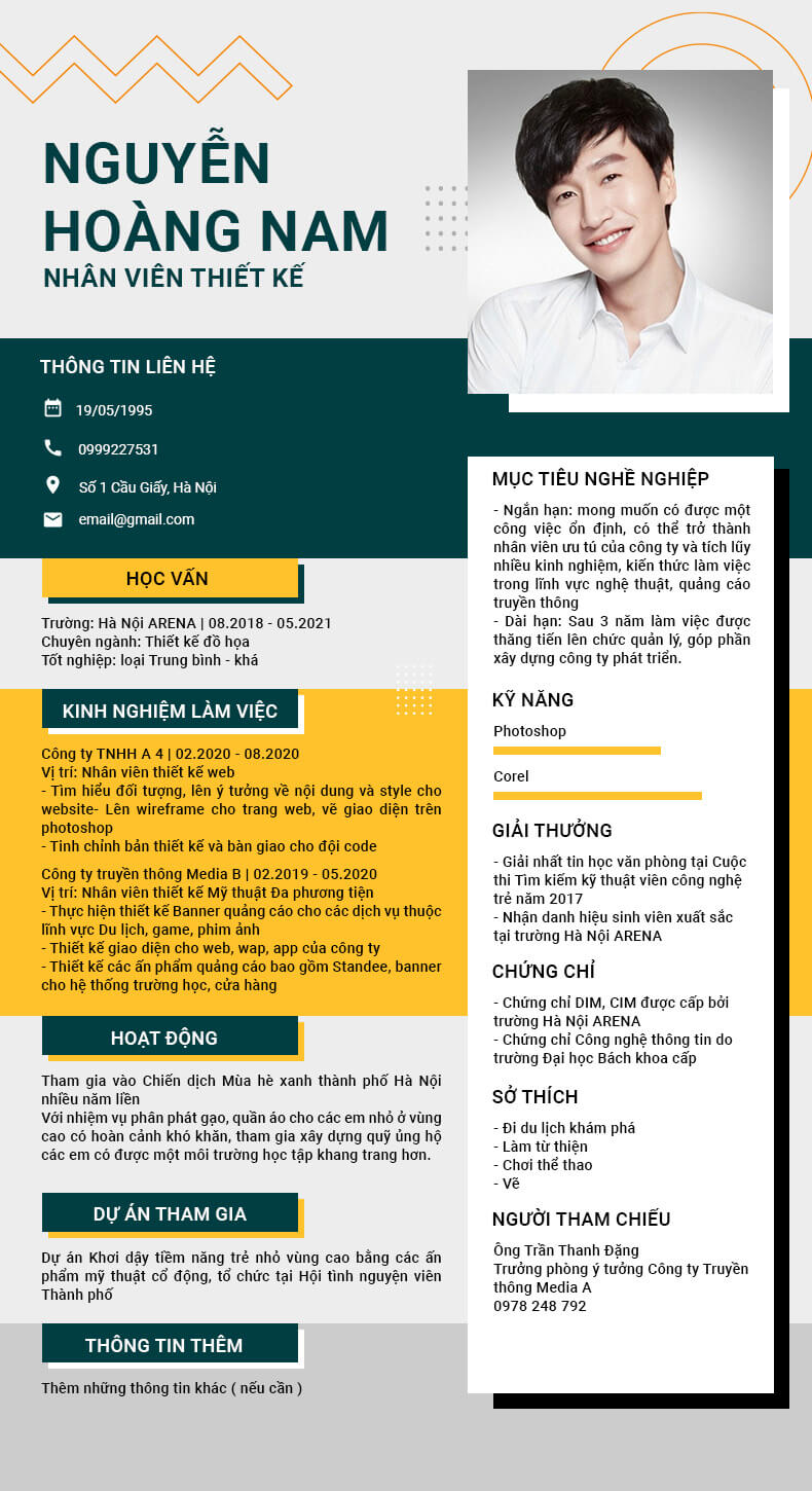 Mẫu CV thiết kế đồ họa chuẩn