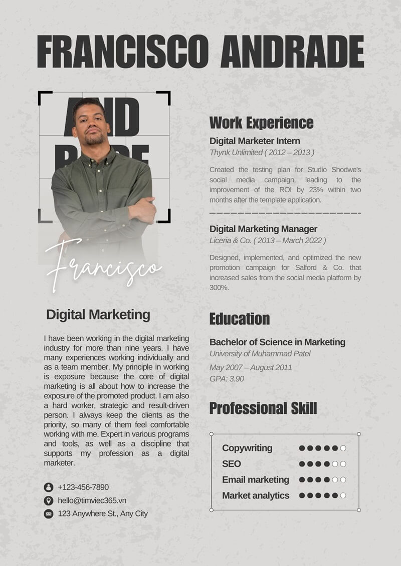 Hồ sơ thực tập sáng tạo cho ngành marketing truyền thông