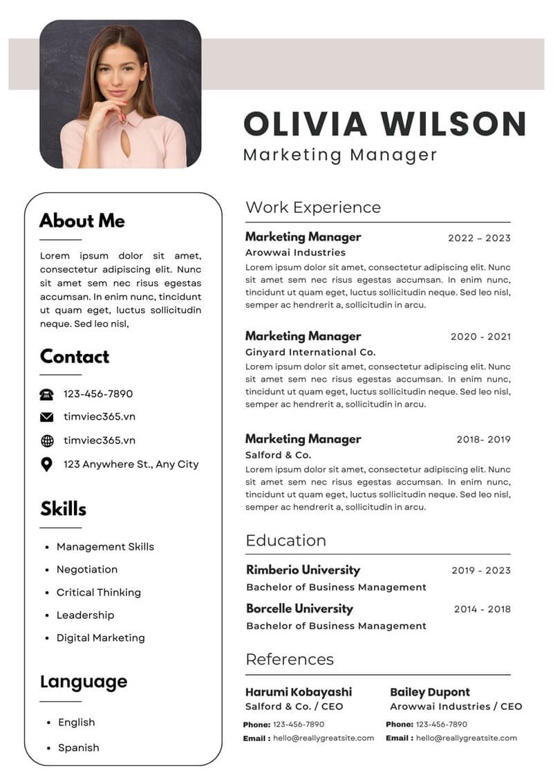 Mẫu CV thể hiện năng lực sáng tạo trong marketing