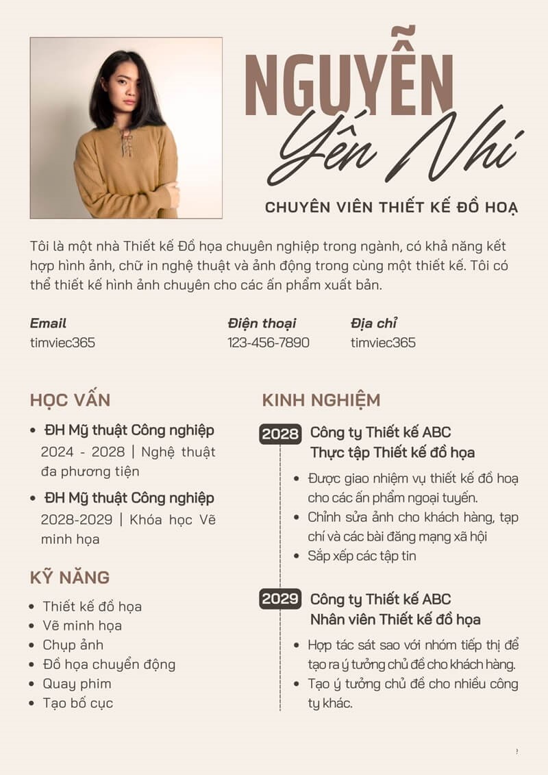 Mẫu CV part time tiếng Việt được nhiều sinh viên lựa chọn