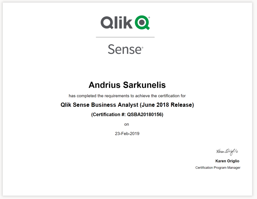 Chứng chỉ Qlik Sense Business Analyst Certification