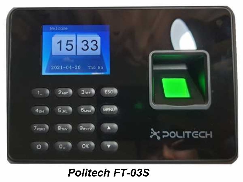 Politech FT-03S là mẫu máy chấm công vân tay giá rẻ