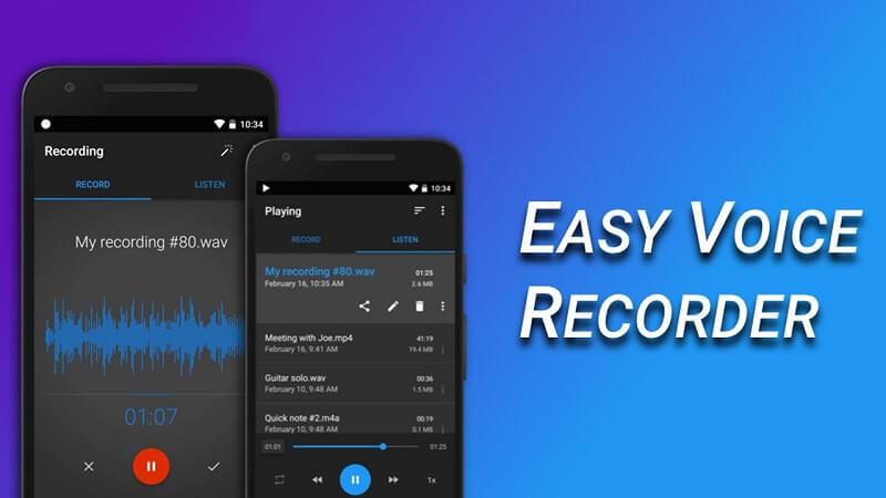 Sử dụng ứng dụng Easy Voice Recorder trên điện thoại