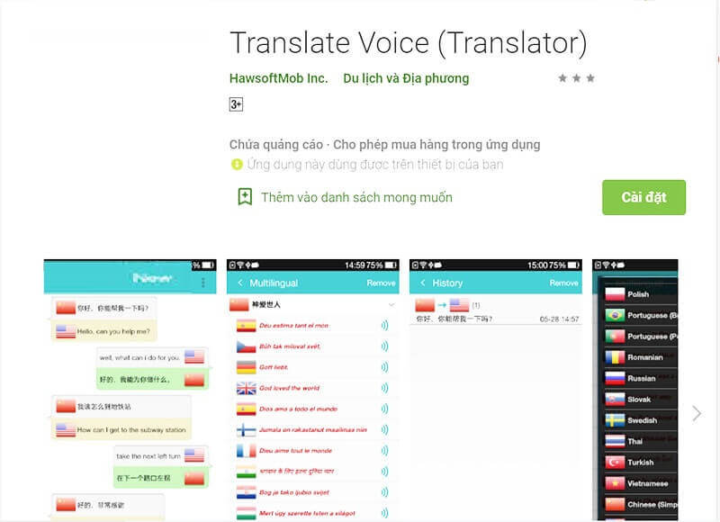 App dịch tiếng Trung Itranslate voice miễn phí