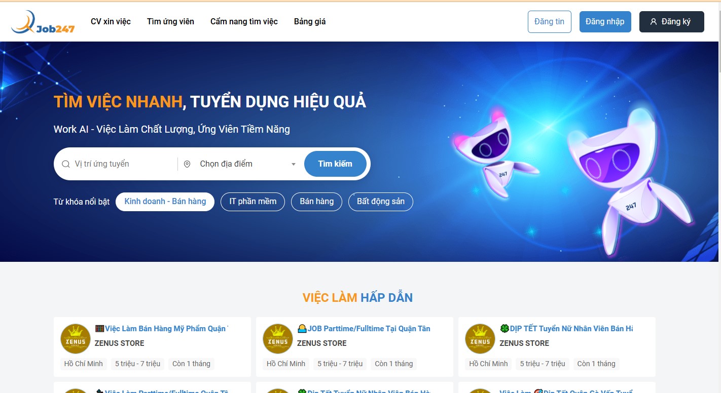 Job247.vn - kênh tìm việc làm uy tín trẻ